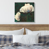 Poppies en Verdigris Creme Mohn Blume grün Leinwanddruck (Insitu (Schlafzimmer))
