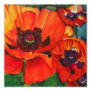 Poppies farbenfrohe Orange Orientale Malerei Fotodruck