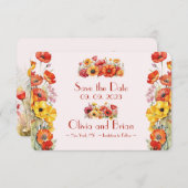 Poppies Flat Save the Date Card (Vorne/Hinten)