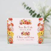 Poppies Flat Save the Date Card (Stehend Vorderseite)