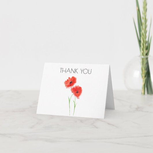 Poppies Floral 1. Geburtstagsparty Danke (Vorderseite)