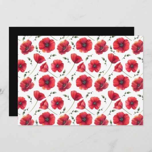 Poppies Floral Botanical Note Card Mitteilungskarte (Vorne/Hinten)