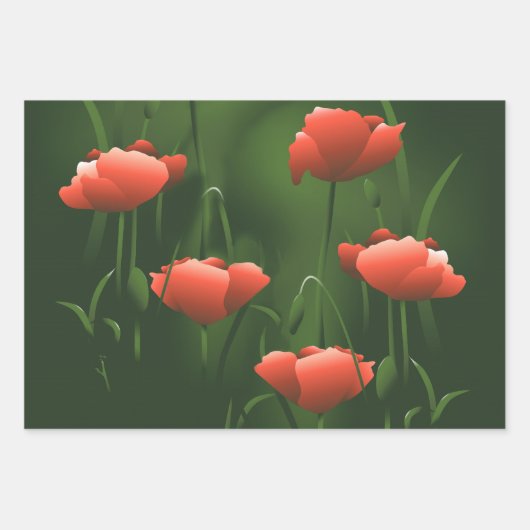 Poppies floral Poppy Geschenkpapier Set (Vorderseite)