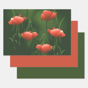 Poppies floral Poppy Geschenkpapier Set