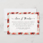 Poppies Floral Script Beileid Beuneral Dankeskarte (Vorderseite)