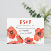 Poppies Floral UAWG Wedding Response RSVP Karte (Stehend Vorderseite)