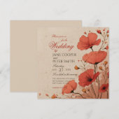Poppies floral Wedding Invitation Einladung (Vorne/Hinten)