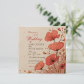Poppies floral Wedding Invitation Einladung (Stehend Vorderseite)