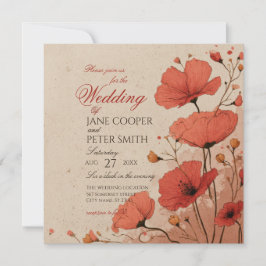 Poppies floral Wedding Invitation Einladung