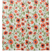 Poppies florales Muster Duschvorhang (Vorderseite)
