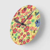 Poppies Garden Yellow Wall Clock Runde Wanduhr (Winkel)
