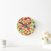 Poppies Garden Yellow Wall Clock Runde Wanduhr (Zuhause)