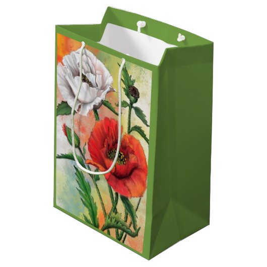 Poppies-Geschenktasche Mittlere Geschenktüte (Rückseite Schrägansicht)