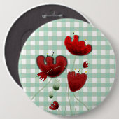 Poppies Gingham Field Country Kiss Brooch Knopf Button (Vorne & Hinten)