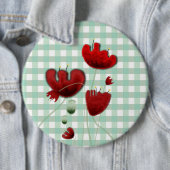 Poppies Gingham Field Country Kiss Brooch Knopf Button (Beispiel)