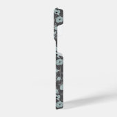 Poppies Gray Blue Black Watercolor Blume iPhone Hülle (Linke Seite)