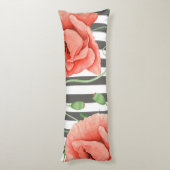 Poppies Gray Stripes Seitenschläferkissen (Rückseite (Vertikal))