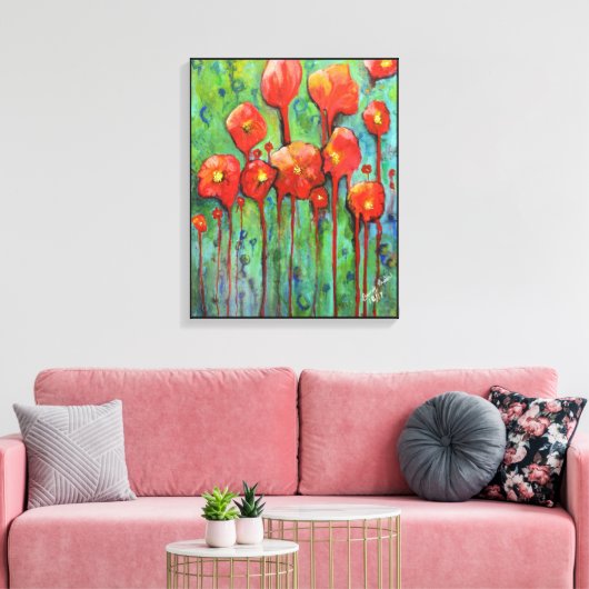 Poppies im Frühling Leinwanddruck (Insitu (Wohnzimmer))