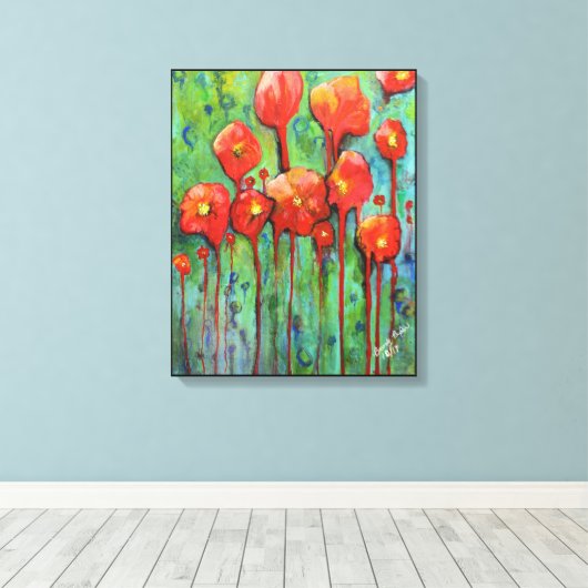 Poppies im Frühling Leinwanddruck (Insitu (Holzboden))
