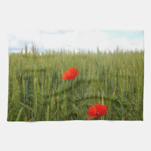 Poppies in a Wheat Field Tea Towel Handtuch