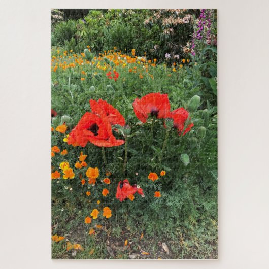 Poppies in einem Englischen Garten Puzzle (Vertikal)