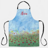 Poppies in Field Blue Sky Personalisierte Schürze (Vorderseite)