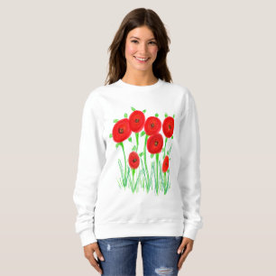 Poppies in Rot Sweatshirt