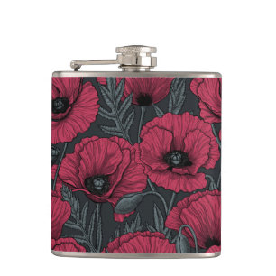 Poppies in Viva Magenta Flachmann