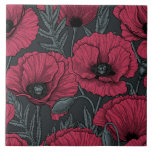 Poppies in Viva Magenta Fliese<br><div class="desc">Vektormuster aus handgezeichnet Mohn.</div>