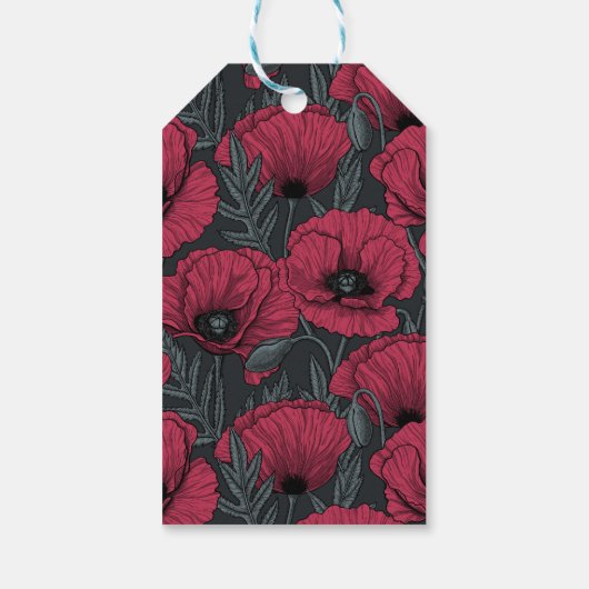 Poppies in Viva Magenta Geschenkanhänger (Rückseite)