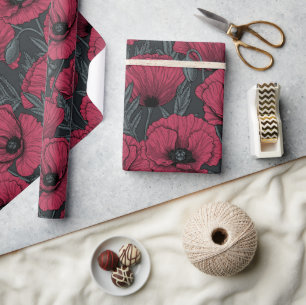Poppies in Viva Magenta Geschenkpapier