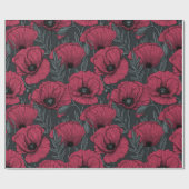 Poppies in Viva Magenta Geschenkpapier (Flach)