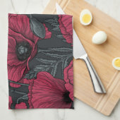 Poppies in Viva Magenta Geschirrtuch (Viertel Falte)