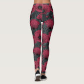 Poppies in Viva Magenta Leggings (Rückseite)
