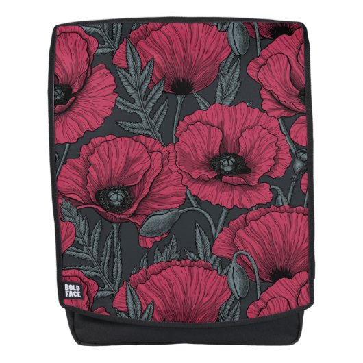 Poppies in Viva Magenta Rucksack (Vorderseite)