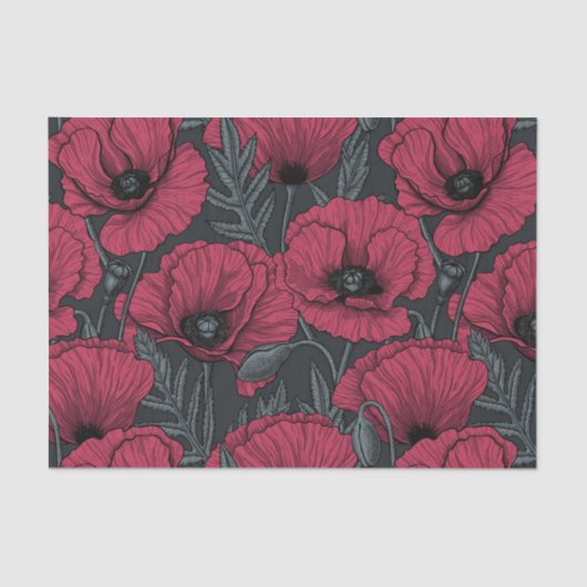 Poppies in Viva Magenta Seidenpapier (Vorderseite)