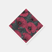 Poppies in Viva Magenta Serviette (Ecke)