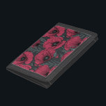 Poppies in Viva Magenta Tri-fold Geldbeutel<br><div class="desc">Vektormuster aus handgezeichnet Mohn.</div>