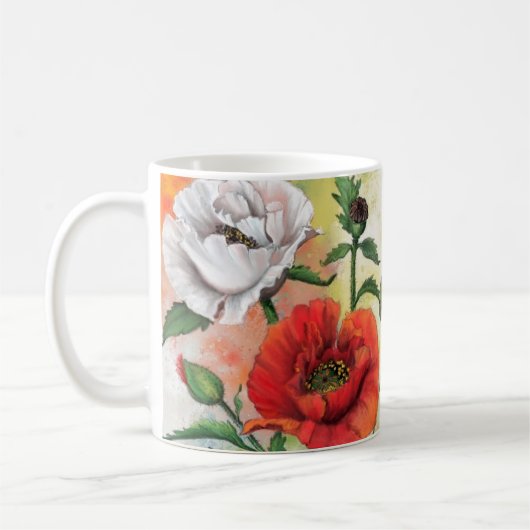 Poppies Kaffee Tasse Mohn Blume (Links)