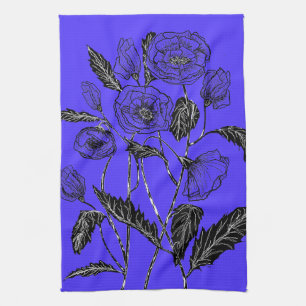 Poppies Küchentücher Blau oder wählen Sie Farben