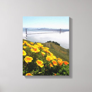 Poppies lächeln an der Golden Gate Bridge 11x14x.7 Leinwanddruck