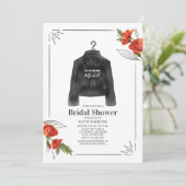 Poppies Leather Jacket Future Mrs. Brautparty Einladung (Stehend Vorderseite)