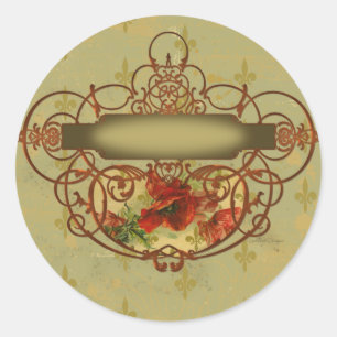 Poppies Lilie Viktorianisch Style Runder Aufkleber