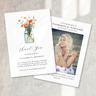 Poppies Mason Jar Foto Beileid Beerdigung Gedenkst Dankeskarte