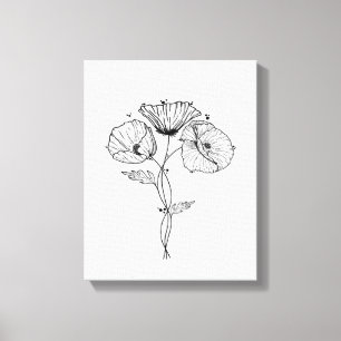Poppies Minimalistisch Art Line Zeichnend Leinwanddruck