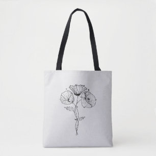 Poppies Minimalistisch Art Line Zeichnend Tasche