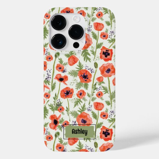 Poppies Orange Floral Pattern Case-Mate iPhone Hülle (Rückseite)