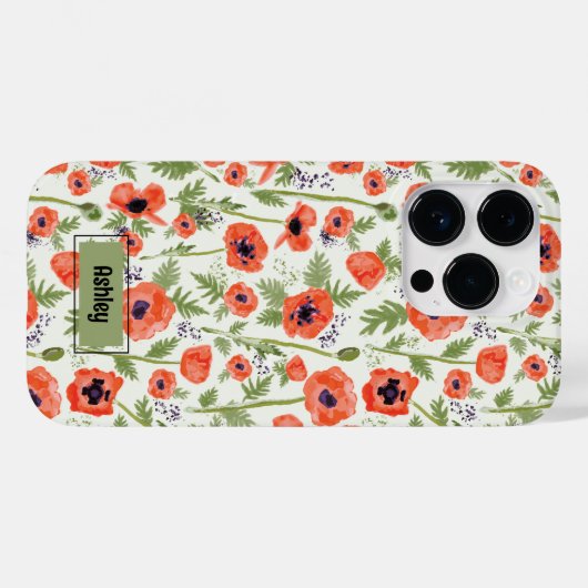 Poppies Orange Floral Pattern Case-Mate iPhone Hülle (Rückseite (Horizontal))
