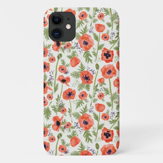 Poppies Orange Floral Pattern Case-Mate iPhone Hülle (Rückseite)