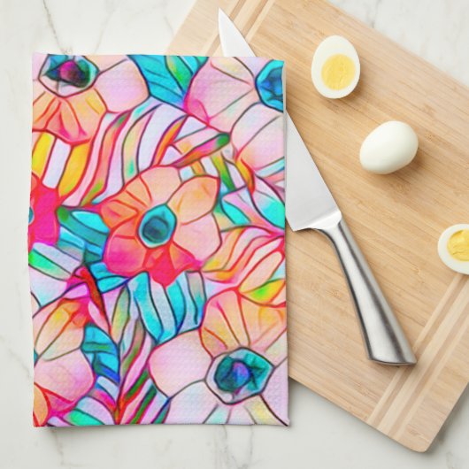 Poppies & Palm Fronds Geschirrtuch (Viertel Falte)